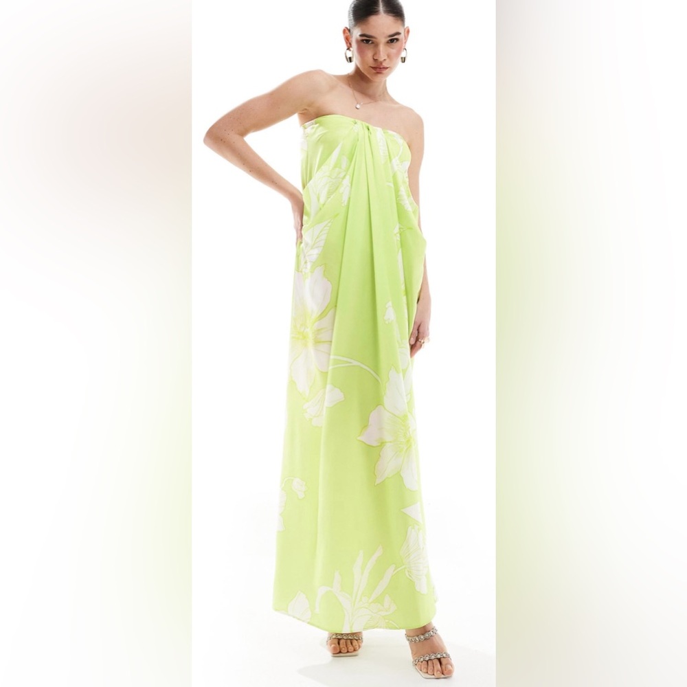 ASOS Lime Green Floral Maxi Dress